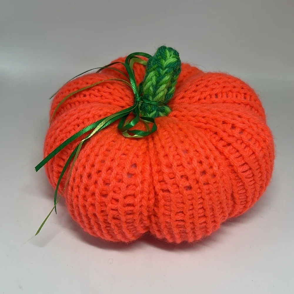 Handmade Orange Knit Pumpkin Decor